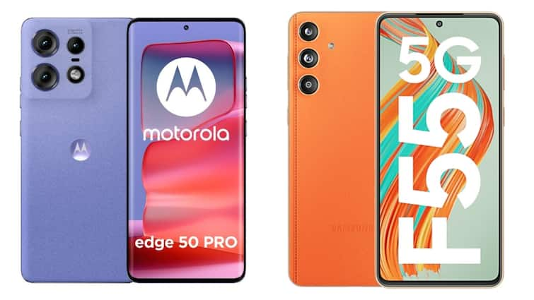 Samsung galaxy f55 5g vs motorola edge 50 pro smartphone comparison camera display ram storage battery price Samsung Vs Motorola: सैमसंग और मोटोरोला में कौन ज्यादा बेहतर, किसमें मिलते हैं जबरदस्त फीचर्स, जानें डिटेल्स