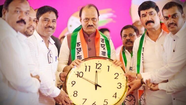 Sharad Pawar NCP timing shot on Ajit pawar by photo,  Showing 10 minutes left to your 12 O clock तुमचे 12 वाजायला 10 मिनिटं शिल्लक दाखवतंय; शरद पवारांच्या राष्ट्रवादीचा अजितदादांवर 'टायमिंग शॉट'