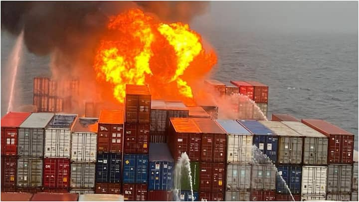 The ship, MV Maersk Frankfurt, was carrying 1,154 containers, including some with dangerous cargo like benzene and sodium cyanate.