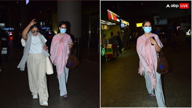 kajol and nysa spotted at airport ajay devgn daughter scared  with dog barks अचानक भौंकने लगा कुत्ता तो डर गईं अजय देवगन की बेटी निसा, Kajol के साथ एयरपोर्ट इस हाल में आईं नजर