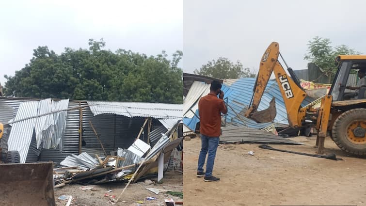 Gurugram Municipal Corporation bulldozer ran administration vacated occupied land Ulhawas village ann गुरुग्राम नगर निगम का चला बुलडोजर, उल्हावास गांव में कब्जा की हुई जमीन को कराया खाली