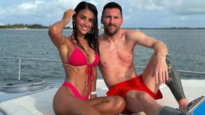 Here's pictures of star footballer Lionel Messi and his wife Antonela Roccuzzo, both enjoying a vacation after Argentina's Copa America 2024 win.