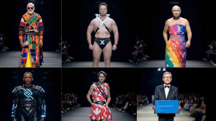 tesla chief Elon Musk shares viral AI fashion show featuring PM Modi Biden Jeff Bezos Bill Gates Elon Musk: இணையத்தை அதிரவிட்ட ஃபேஷன் ஷோ..! மோடி தொடங்கி எலான் மஸ்க் வரை, தாறுமாறான கெட்டப்