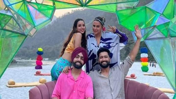 Actress Neha Dhupia recently shared a series of pictures on social media, giving a glimpse into the fun-filled times she had with the cast and crew of her recently released film, Bad Newz.