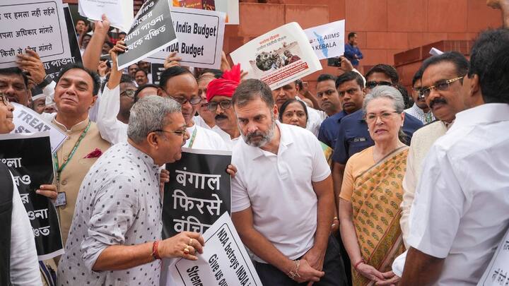 एक तरफ केंद्र सरकार ने अपना आम बजट पेश किया है तो वहीं दूसरी ओर समाजवादी पार्टी प्रमुख अखिलेश यादव और कांग्रेस नेता राहुल गांधी ने सदन के बाहर हल्ला बोल दिया. प्रदर्शन तो तब परवान चढ़ा, जब पूरा है इंडिया अलायंस एक साथ उतर गया.