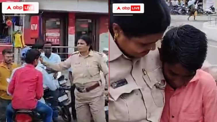 woman sub inspector hugs returns fine after knowing college fees bagalkot viral video Karnataka Cop Catches Trio Riding Bike Without Helmet, Returns Fine After Knowing It Was College Fee: WATCH