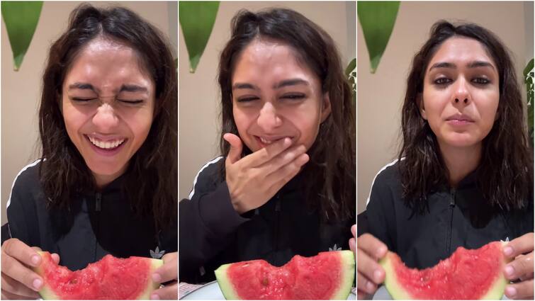 Why Mrunal Thakur watermelon eating video goes viral Know reasons Mrunal Thakur: మృణాల్ ఠాకూర్ వీడియోలో ఏముంది? ఎందుకు వైరల్ అవుతోంది?