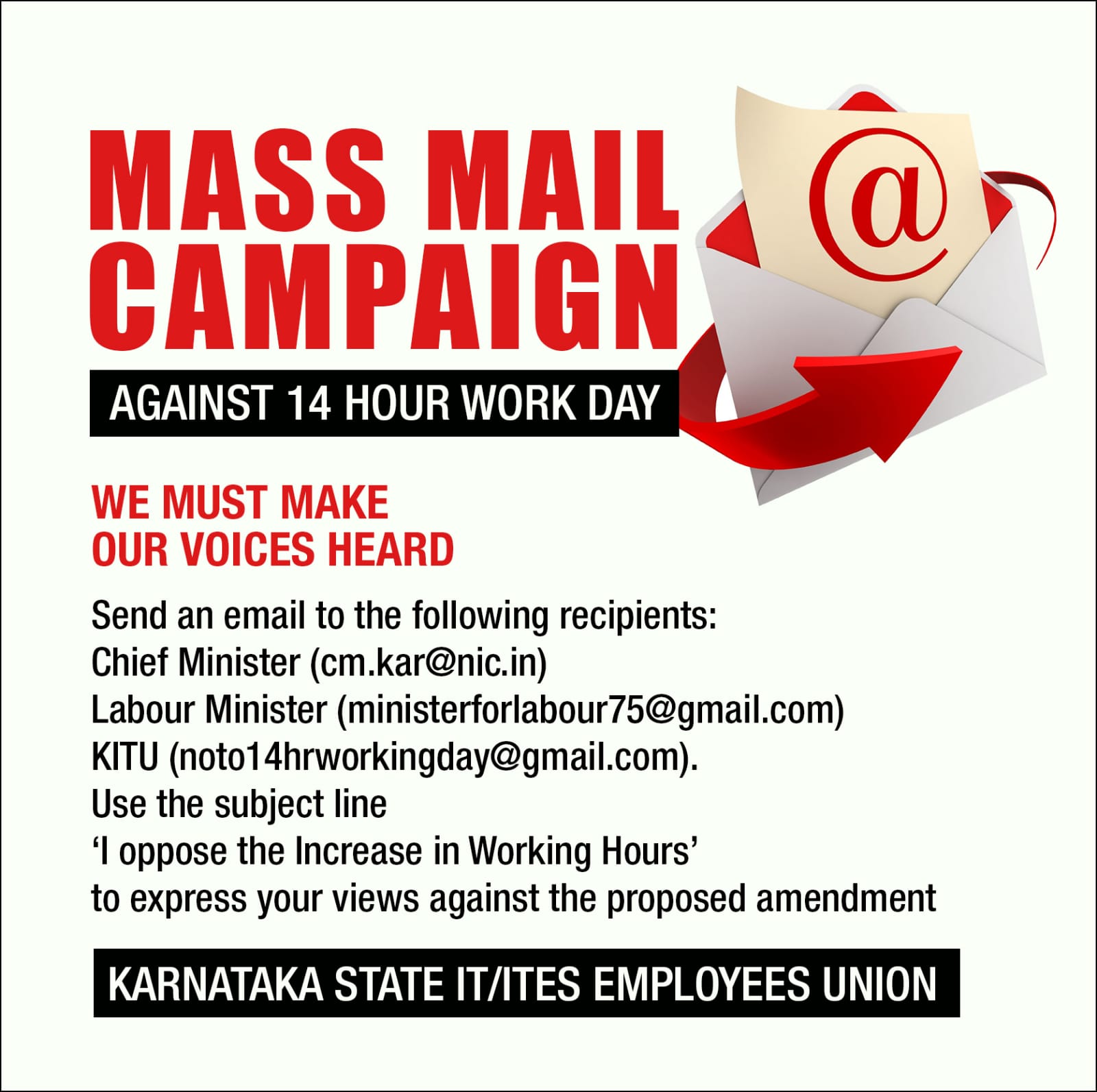 Karnataka IT Employees Launch Mass Email Campaign Against State's 14-Hour Workday Proposal