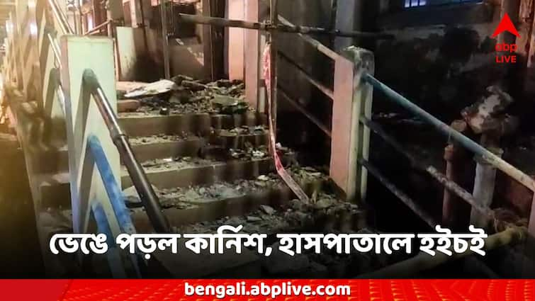 Howrah District Hospital News emergency Cornish fall suddenly patients panicked Howrah District Hospital: নিচে অ্যাম্বুলেন্স, উপর থেকে ভেঙে পড়ল কার্নিশ, হাওড়া জেলা হাসপাতালে তুমুল চাঞ্চল্য