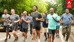 Ma Subramanian joggig | UAE அமைச்சருடன் ஜாகிங்சென்ற அமைச்சர் மா.சு ’’டீ நல்லா இருக்கா?’’