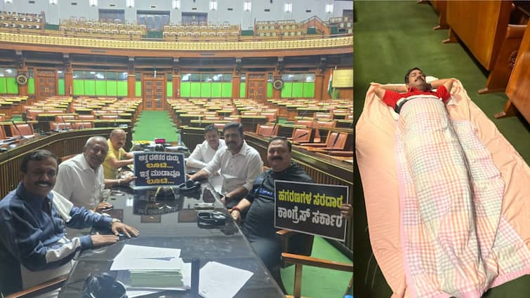 Karnataka MUDA Scam BJP MLAs Stage Night-Long Sleep Protest Inside Assembly MUDA 'Scam': BJP MLAs Stage Night-Long 'Sleep Protest' Inside Karnataka Assembly