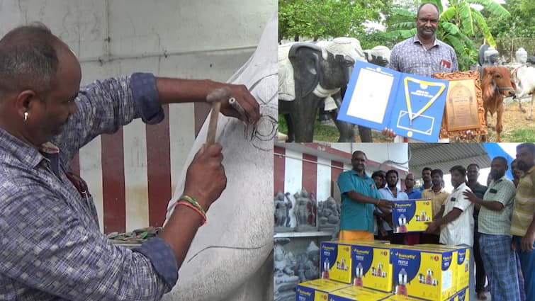 Chengalpattu mamallapuram Sculptor provided various assistance to his sculptors with the prize money he received for designing the elephant statue TNN அந்த மனசுதான் சார் கடவுள்... 800 யானை சிலைகள்.. சாதனை விருது - பரிசுத்தொகையை தொழிலாளிகளுக்கு வழங்கிய முதலாளி