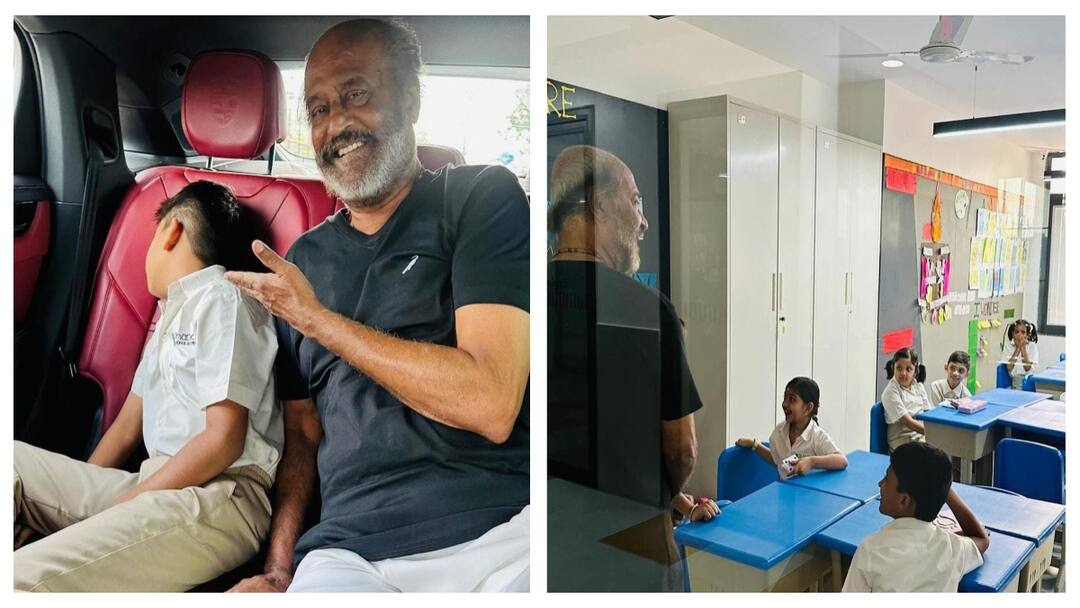 superstar rajinikanth took his grandson to school know full details Rajinikanth: ரஜினி தாத்தா! அடம்பிடித்த பேரனை வகுப்பறை வரை அழைத்துச் சென்ற சூப்பர்ஸ்டார்!