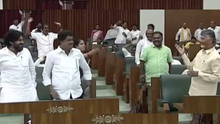 Andhra Pradesh Chandrababu Naidu CM's Question Puts 80% Of MLAs On Their Feet In Assembly | Watch CM Chandrababu Naidu's Question Puts 80% Of MLAs On Their Feet In Andhra Assembly | Watch