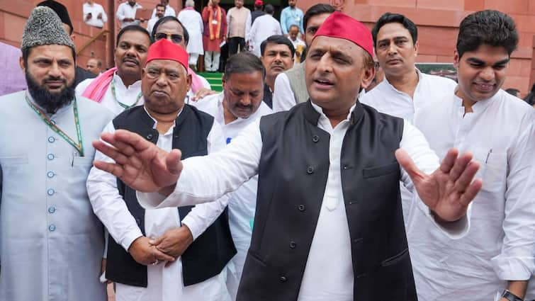 up politics samajwadi party akhilesh yadav press confrence samvidhan maan stambh up news UP Politics: अखिलेश यादव बोले- आप लोग समझ गए होंगे कि मोहरा कौन है...