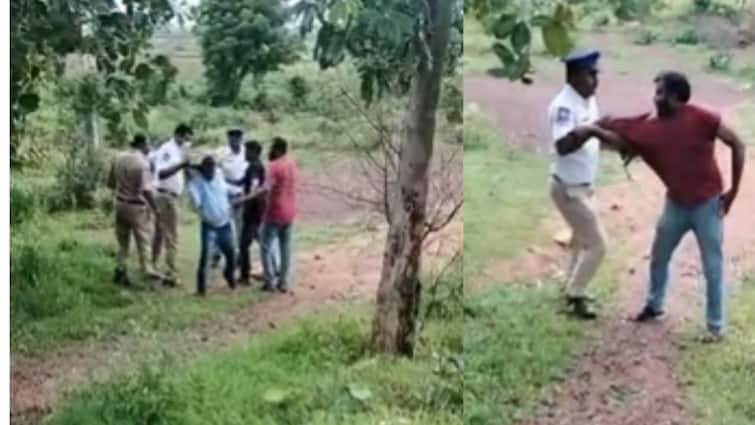 Telangana Traffic Cops Assault Two Men Publicly In Chevella Caught On Camera Caught On Camera: Telangana Traffic Cops Assault Two Men Publicly In Chevella