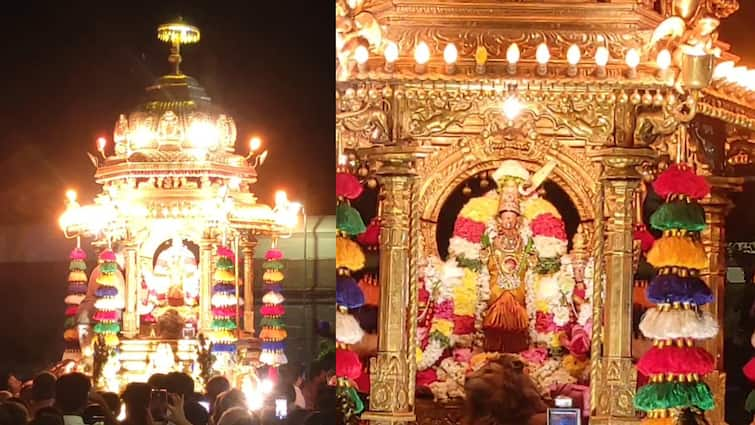 kanchipuram kamatchi amman Golden Chariot Festival on the second Friday of the aadi month TNN ஆடி வெள்ளிக்கிழமை..தங்கத்தேரில் ஜொலித்த காமாட்சி.. பக்தி பரவசத்தில் பக்தர்கள்..