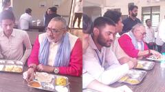 जोधपुर पहुंचे केंद्रीय मंत्री गिरिराज सिंह का दिखा अलग रंग, छात्रों के साथ मैस में खाया खाना
