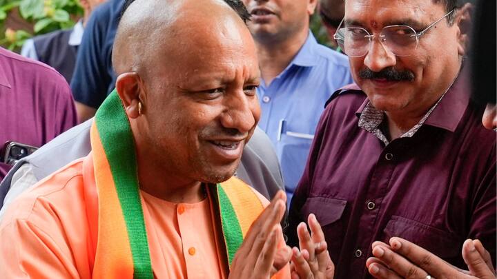 The CMs who arrived for the meeting included Uttar Pradesh Chief Minister Yogi Adityanath, Assam CM Himanta Biswa Sarma, and Rajasthan CM Bhajanlal Sharma, among others. (Image source: PTI)