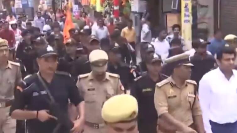 UP: Muzaffarnagar DM, SSP Conduct Foot March With ATS Commandos Ahead Of Kanwariyas' Arrival