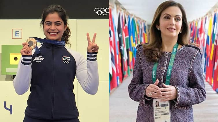 ioc member nita ambani praises manu bhaker bronze medal win shooting 10m air pistol paris olympics 2024 Manu Bhaker: अंबानी हाउस से मनु भाकर के लिए आया संदेश, नीता अंबानी ने कह डाली बहुत बड़ी बात