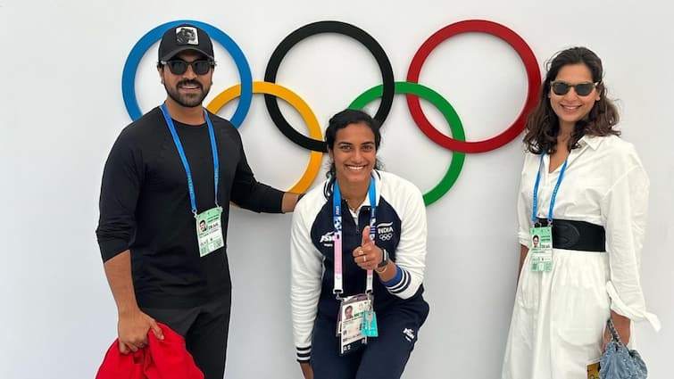 Paris Olympics 2024 Ram Charan Upasana Pose With PV Sindhu Call Her 'True Rockstar' Paris Olympics 2024: Ram Charan And Wife Upasana Pose With PV Sindhu, Call Her 'True Rockstar'