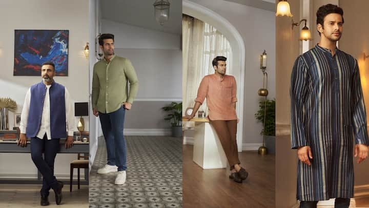 Explore versatile office wardrobe tips for men so that you can transition seamlessly from desk to evening events with stylish kurta-pyjama sets and tailored trousers.