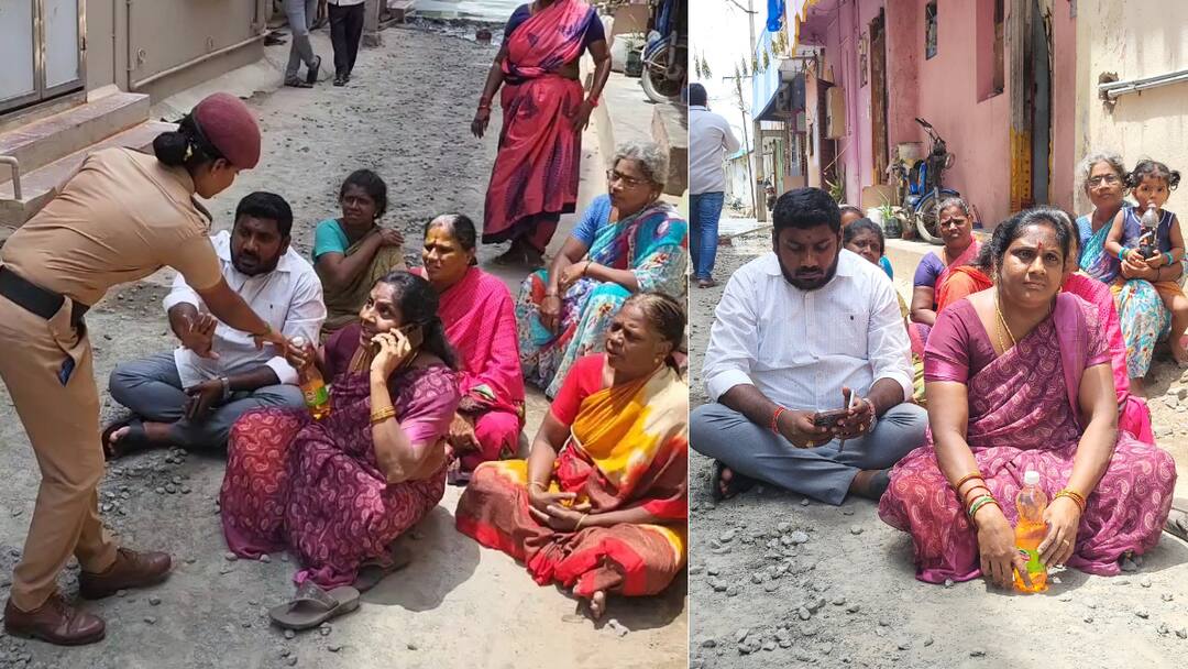 Kanchipuram corporation 16th ward councillor  santhi durairaj protest against new roads are not properly done TNN  காஞ்சிபுரம் மாநகராட்சியில் மீண்டும் பரபரப்பு... பெட்ரோல் கேனுடன் பெண் கவுன்சிலர் போராட்டம்.. என்ன பிரச்சனை ?