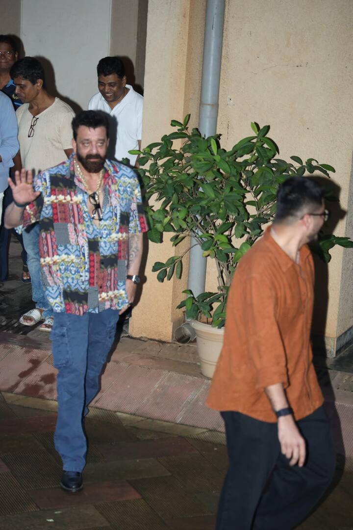 Dutt was spotted embracing his special day in style wearing a casual printed shirt and denim jeans.
