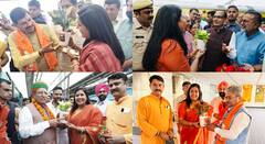 जयपुर मेयर सौम्या गुर्जर केंद्रीय मंत्रियों और मुख्यमंत्रियों का जयपुर में 'एक पेड़' देकर करतीं हैं स्वागत