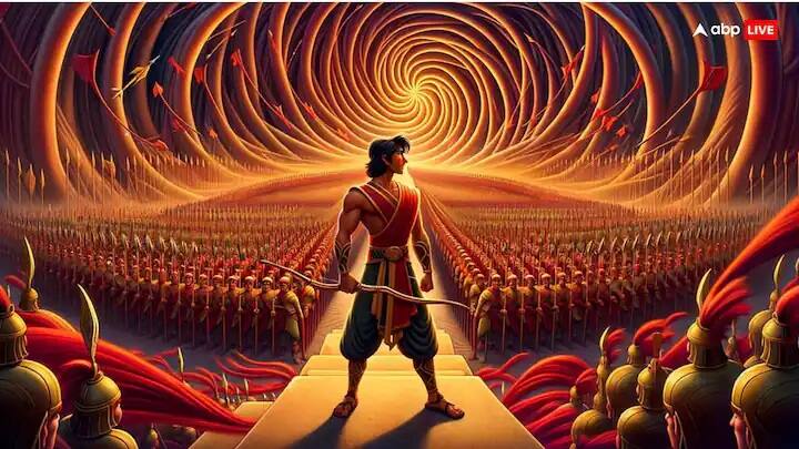 જ્યારે આકાશમાંથી જોવામાં આવે છે, ચક્રવ્યુહ એક ફરતા ચક્ર જેવી લશ્કરી રચનાની જેમ દેખાય છે. આ ચક્રવ્યુહને જોતા તેની અંદર જવાનો રસ્તો છે પણ બહાર નીકળવાનો નથી.