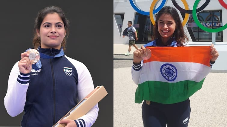 Paris Olympics 2024 Manu Bhaker and Sarabjot Singh won bronze Manu become first Indian to win two medals in one Olympic Paris Olympics 2024: मनु भाकर ने रचा इतिहास, एक ओलंपिक में दो मेडल जीतने वाली बनीं भारत की पहली एथलीट