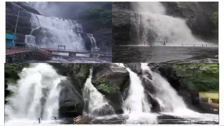 Courtallam waterfalls Ban on bathing  3rd day Tirunelveli  All waterfalls closed - TNN குற்றாலத்தில் 3வது நாளாக அருவியில் குளிக்க தடை..! நெல்லையிலும் அனைத்து அருவிகளும் மூடல்.!
