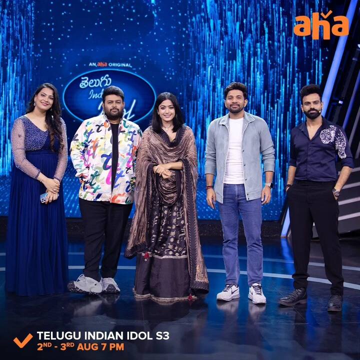Telugu Indian Idol Season 3 Episode 15&16 on August 2nd and 3rd at 7pm: తెలుగు ఇండియన్ ఐడల్ సీజన్ 3లో 15, 16వ ఎపిసోడ్స్ ఆగస్టు 2న ఆహా ఓటీటీలో స్ట్రీమింగ్ కానున్నాయి. ఆ రెండు ఎపిసోడ్లలో రష్మిక కనిపిస్తారు. న్యాయ నిర్ణేతలుగా వ్యవహరిస్తున్న సంగీత దర్శకుడు తమన్, గాయకుడు కార్తీక్, గాయని గీతా మాధురితో రష్మిక. 