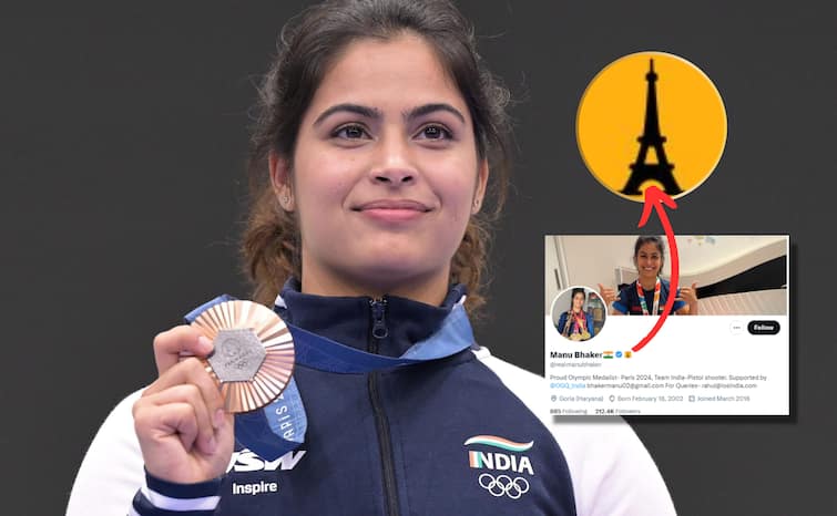 Paris Olympics 2024 Manu Bhaker X Profile Eiffel Tower Badge meaning how to get Eiffel Tower Badge on X Profile Paris Olympics 2024: मनु भाकर की एक्स प्रोफाइल में दिख रहा एफिल टावर का बैज, जानिए इसके पीछे का रहस्य