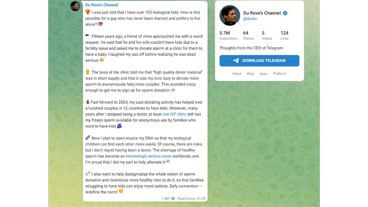 Real-Life Vicky Donor?: Telegram CEO Pavel Durov Says He Has More Than 100 Biological Children