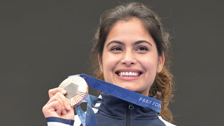 Manu Bhaker Bronze Medal Paris Olympics 2024 10m Air Pistol Mixed Makes History Sarabjot Singh Manu Bhaker Creates History With Second Medal At Paris Olympics 2024; Wins Bronze In 10m Air Pistol Mixed Event