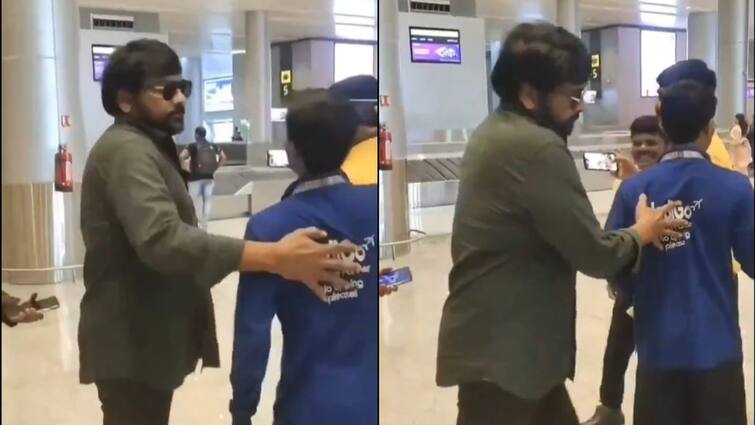 Chiranjeevi Slammed By Netizens For Pushing Away IndiGo Airlines Staff At Airport Chiranjeevi Slammed By Netizens For Pushing Away IndiGo Airlines Staff At Airport; Watch Viral Video