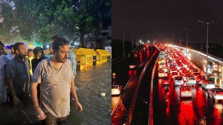 Delhi heavy rain in many areas relief from humidity and heat Delhi Rains दिल्ली में झमाझम बारिश से जगह-जगह जाम, कई फ्लाइट डायवर्ट, राजेंद्र नगर में भी जलभराव