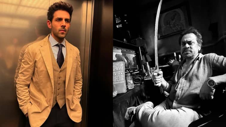 Kartik aaryan shares picture of bhool bhulaiyaa 3 director anees bazmee with sword and shared a interesting story कार्तिक आर्यन पर डायरेक्टर अनीस बज्मी ने क्यों तान दी तलवार? खुद एक्टर ने बताई वजह