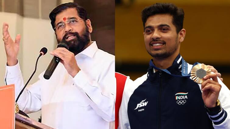 Maharashtra CM Eknath Shinde announced Rs 1 Crore to Swapnil Kusale for winning Bronze medal in Paris olympics 2024 ओलंपिक में मेडल जिताने वाले स्वप्निल कुसाले के लिए CM शिंदे ने खोला खजाना, किया बड़ा ऐलान