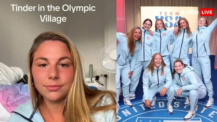 paris olympic usa athlete Emily Delleman share a video on her social media account about sharing her experience using tinder in olympic village पेरिस ओलंपिक में कंडोम और एंटी सेक्स बेड के बाद अब टिंडर को लेकर खुलासा, एथलीट का पोस्ट वायरल