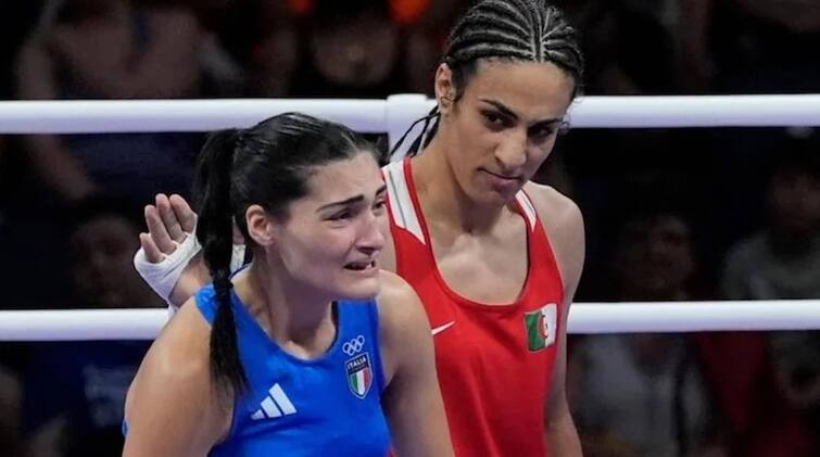 Paris Olympics Womens boxing sparks gender row as Khelif knocks out Carini Paris Olympics: મહિલા બૉક્સરની 'પુરુષ' સામે મેચ!, પેરિસ ઓલિમ્પિકનો સૌથી મોટો વિવાદ