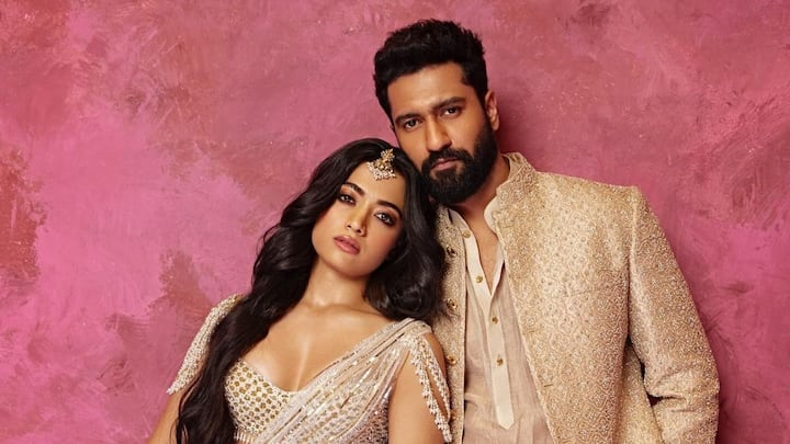 Actors Vicky Kaushal and Rashmika Mandanna turned showstoppers for designer duo Falguni and Shane Peacock at India Couture Week.