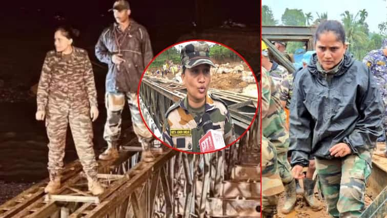 Salute to sita shelake doughter of Maharashtra is building a bridge over a flowing river in disaster-hit Wayanad and The pride of a major in the Indian army सॅल्यूट ! दुर्घटनाग्रस्त वायनाडमध्ये वाहत्या नदीवर पूल बनवतेय महाराष्ट्राची लेक; सैन्यातील 'मेजर'चा अभिमान