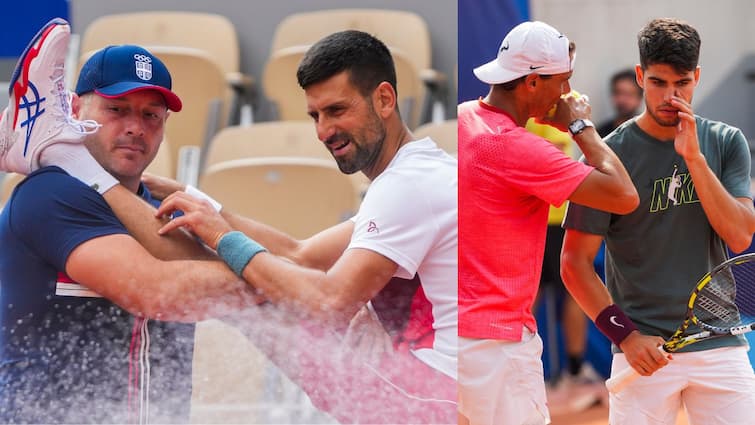 Paris Olympics 2024 Novak Djokovic vs Carlos Alcaraz tennis gold medal match when and where to watch live in India Djokovic vs Alcaraz: জুনিয়র নাদালের সঙ্গে সোনার লড়াই, রবিবার কখন-কোথায় দেখবেন জকোভিচের ম্যাচ?