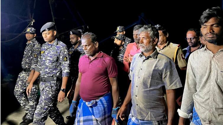 Sri Lankan Navy Indian Fishermen Handed over To Indian Navy Off Rameshwaram Coast Mortal Remains Sri Lankan Navy Hands Over 2 Fishermen, Mortal Remains Of Another To Indian Navy Off Rameshwaram Coast