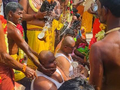 karur Mettu Mahadanapuram Mahalakshmi Amman kovil festival - TNN கரூர் மகாலட்சுமி அம்மன் கோயிலில் தலையில் தேங்காய் உடைத்து நேர்த்திக்கடன் செலுத்திய பக்தர்கள்