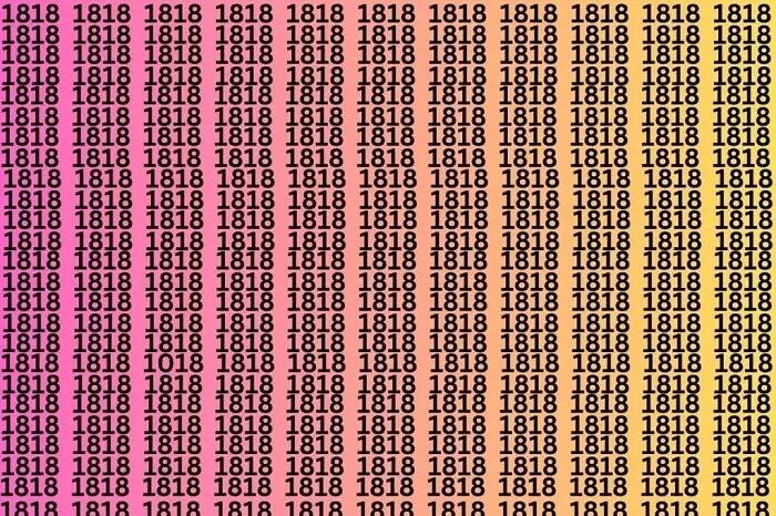 तस्वीर में आपको कई सारे 1818 संख्याएं दिख रही होंगी, बस इन्हीं में संख्या 1018 छिपी हुई है, जिसे आपको अपने कौशल और बुद्धि के साहस से खोज कर निकालना है.