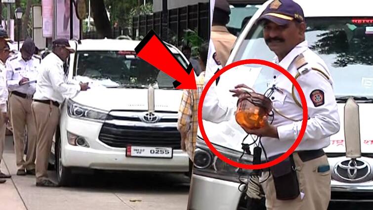 Mumbai police in action mode after Pooja Khedkar case amber siren red lights on officers car removed near  Mantralaya Maharashtra Marathi News पूजा खेडकर प्रकरणानंतर मुंबई पोलिस अॅक्शन मोडमध्ये, मंत्रालय परिसरातील अधिकाऱ्यांच्या गाडीवरील दिवे काढले!